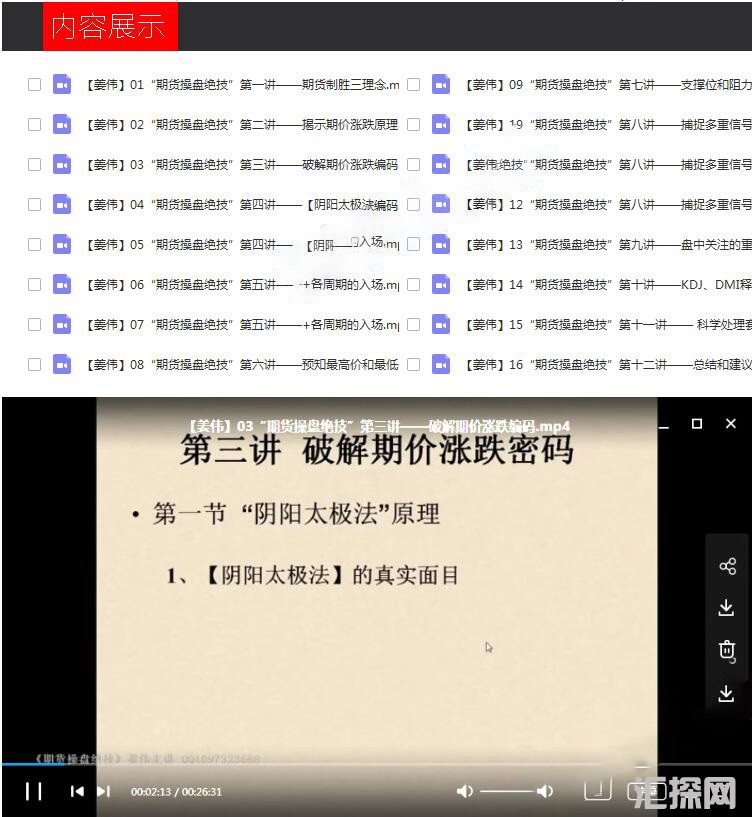 姜伟期货多周期MACD培训视频课程 期货操盘绝技12节课完整版
