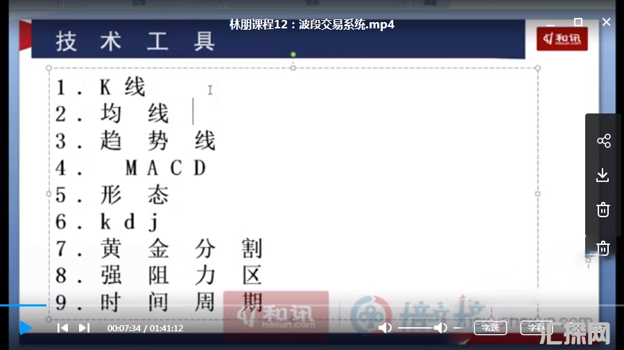 林朋期货培训视频教程14集 波段交易特训 含KDJ和MACD讲解