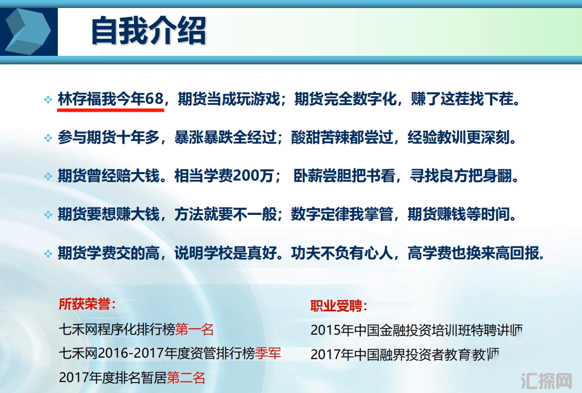 林存福期货民间高手 期货数字定律培训视频及PPT课件